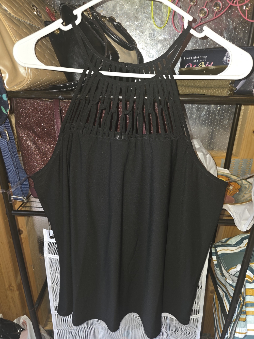 Black High-Neck Strappy Sleeveless Top